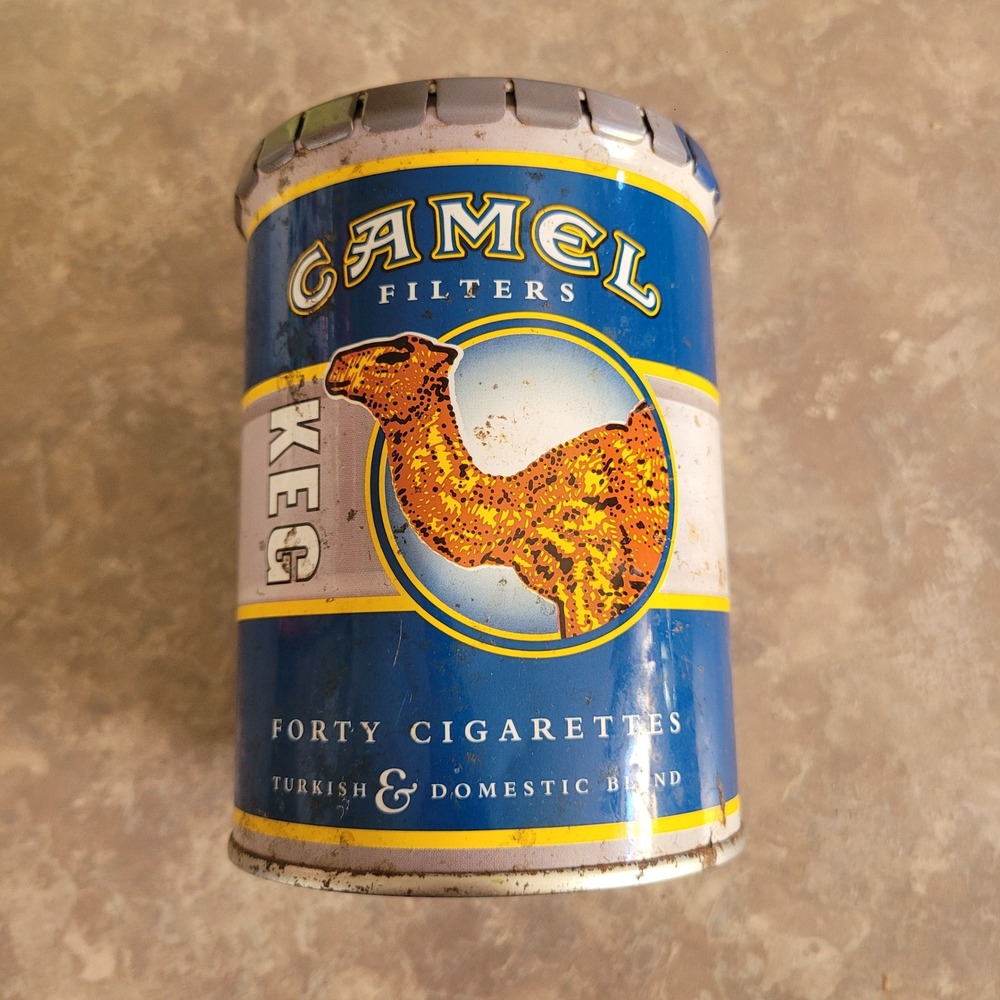 Camel 40 Cigarette Keg Metal Press Snap Top Lid Collector Tobacco Tin Collectors